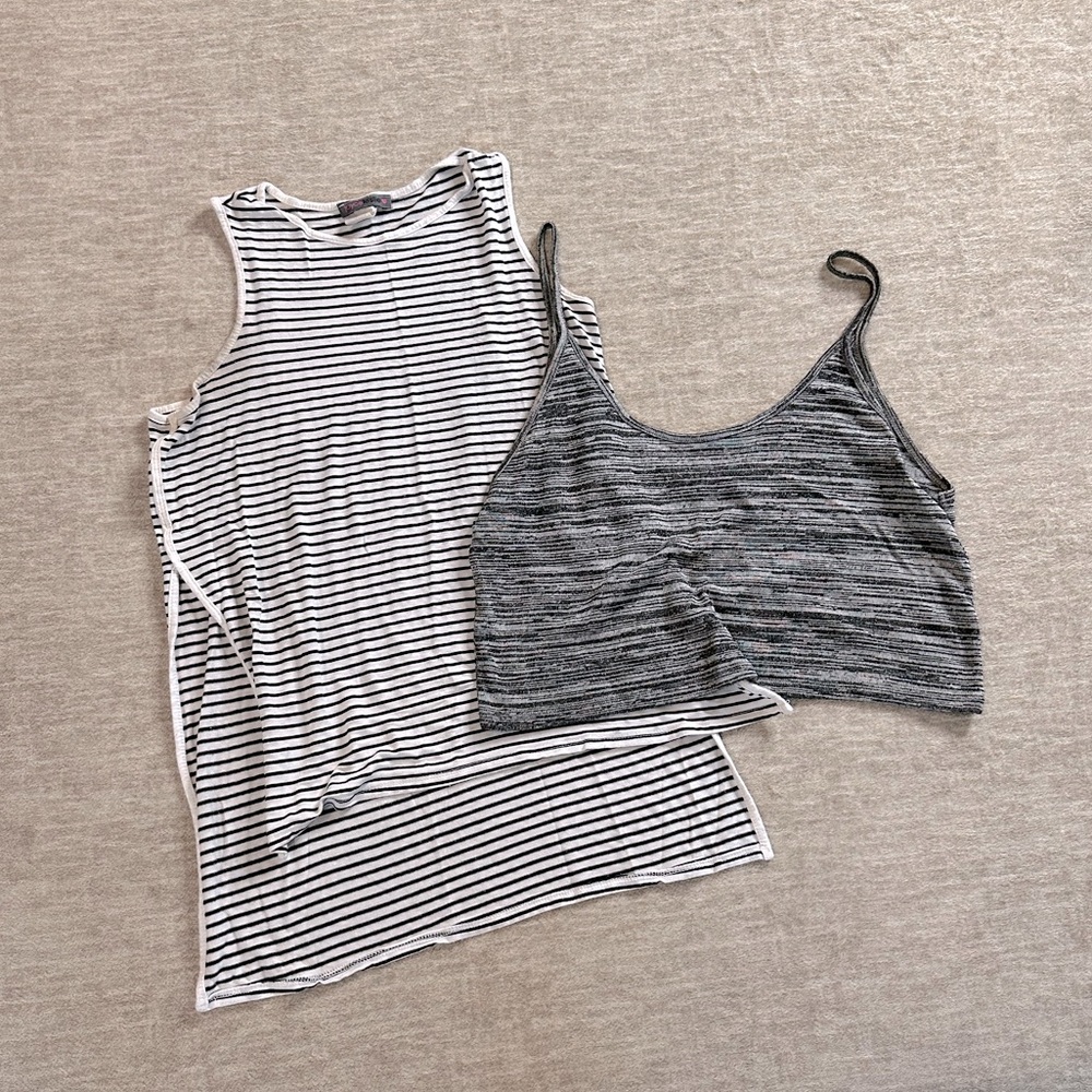 Striped Tank Top and Crop Top Set